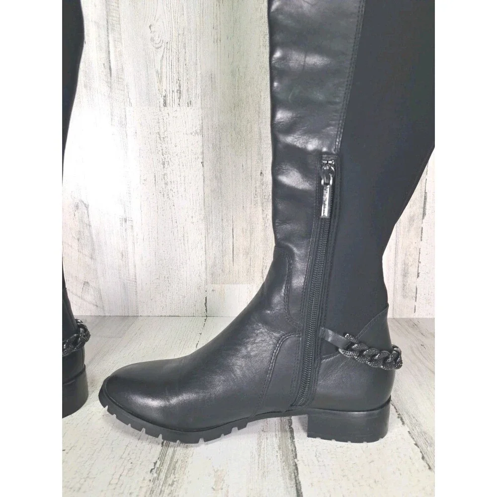 Karl Lagerfeld Paris Shay Over-The-Knee Boots Womens Black Size 7M Dark Romantic - Picture 3 of 16